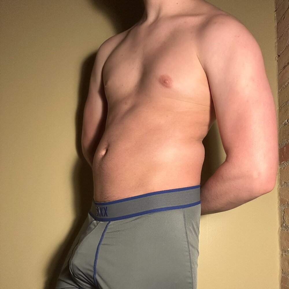 SAXX Men's Boxer Briefs PRO ELITE (Gray/Blue, Medium)